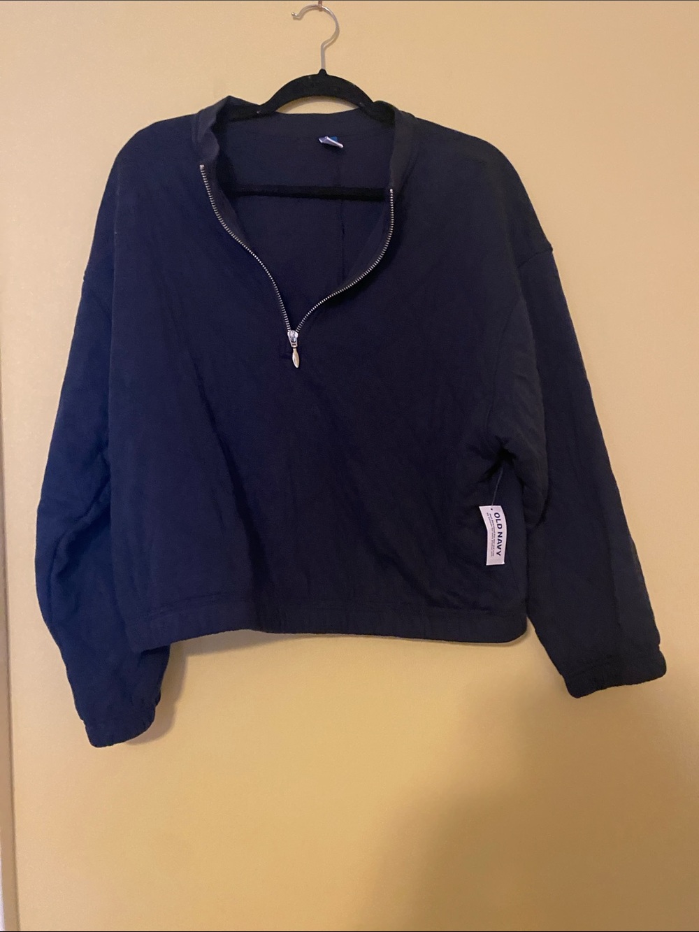 Old Navy Navy Quilted Half-Zip Crewneck Pullover